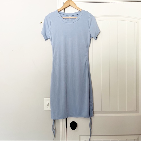 NWT Halara Ruched Mini Dress Sky Blue - Picture 1 of 6